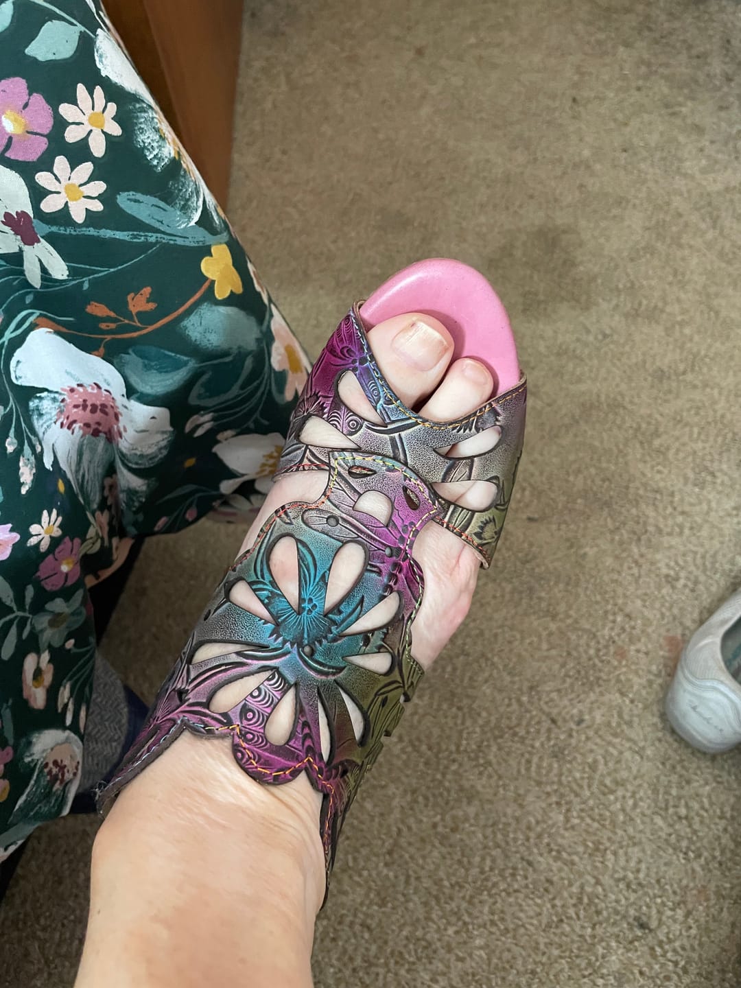 Customer photo review of Bohemia Leather Block Heel Comfy Sandals