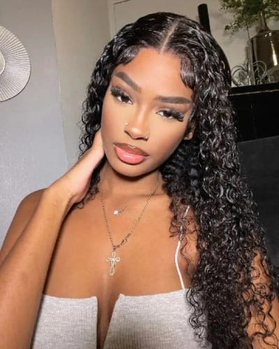 Customer photo review of Wear Go 5x5 Pre Cut Lace Closure Wig Bouncy Water Wave Glueless Wig 150%/180% Density