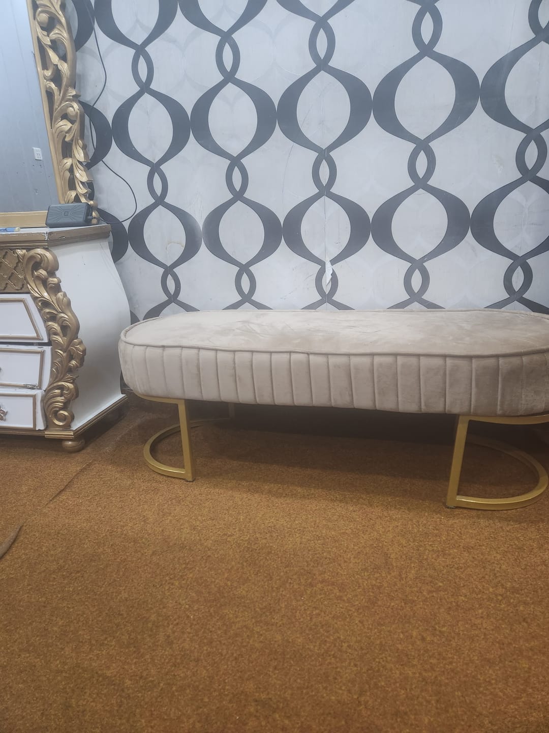 Customer photo review of 3 Seater Luxury Wooden Stool With Steel Stand -472