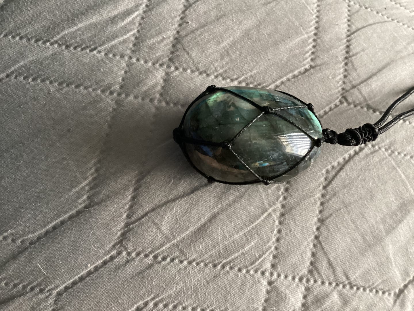 Customer photo review of Dragons Heart Labradorite Necklace