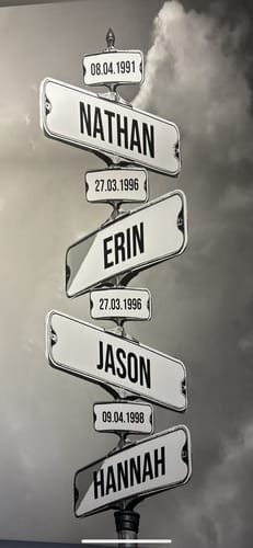 Customer photo review of DATE OF BIRTH OF CHILDREN by Cstm Canvas