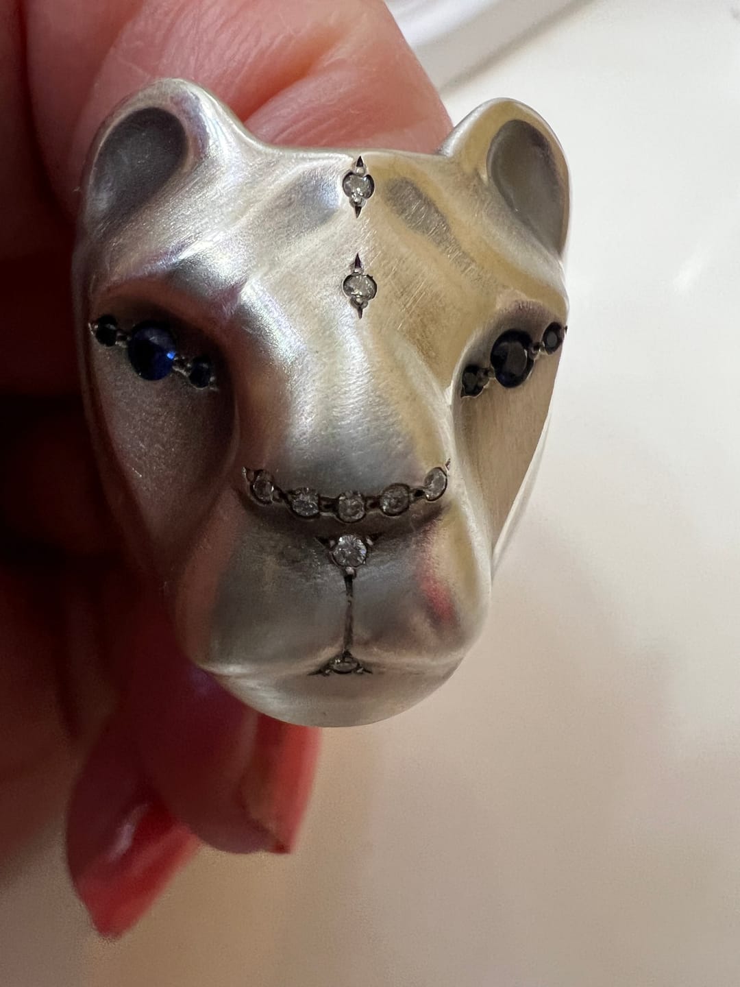 Customer photo review of Blue & White Lioness Ring