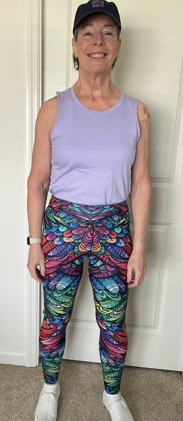 Customer photo review of Colorful Feathers Yoga Pants