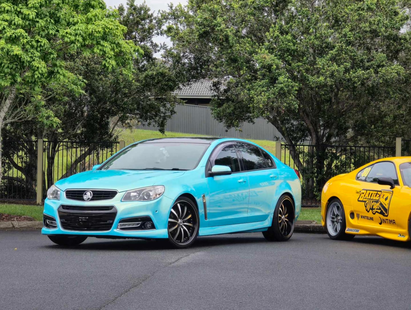 Customer photo review of Candy Metallic Neon Ice Blue Vinyl Wrap