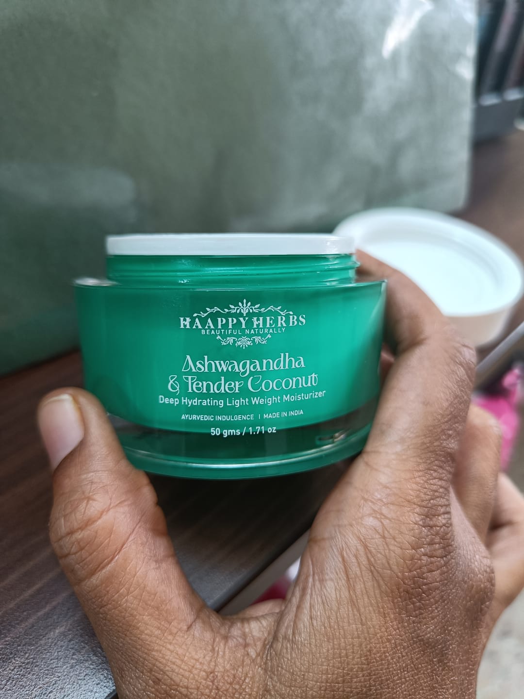 Customer photo review of Ashwagandha & Tender Coconut Deep Hydrating Light Weight Moisturizer - 50gm