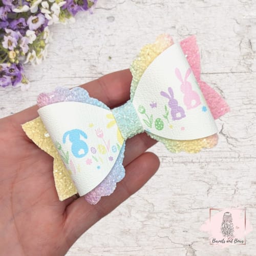 Jenny S. review of Pastel Rainbow Bunny Bums Faux Leather Mega Bow Strips image 1 out of 1