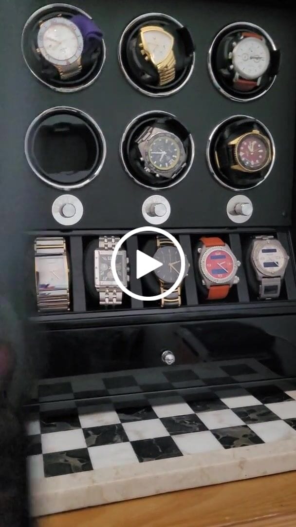 Customer video review of Compact 6 Watch Winders with 5 Watches Organizer Storage Space Quiet Mabuchi Motor