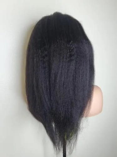 Customer photo review of Kinky Straight Pre Cut Lace 5x5 HD Lace Pre-bleached Wig Glueless Human Hair Wig