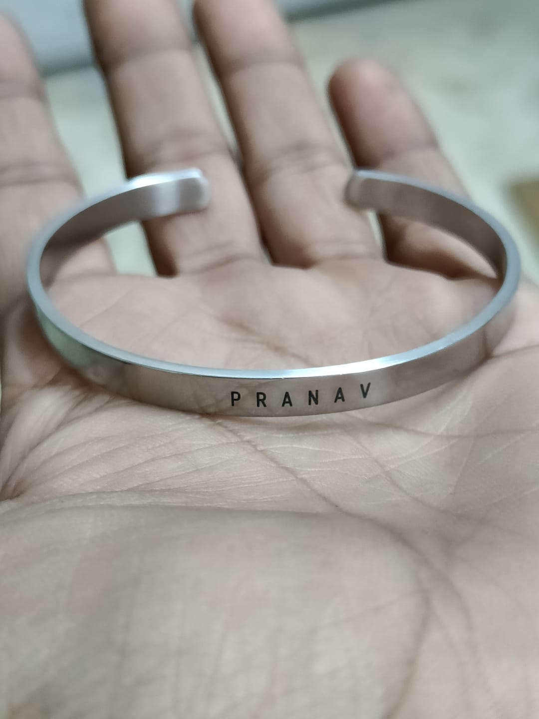 Customer photo review of Personalised Silver Kada