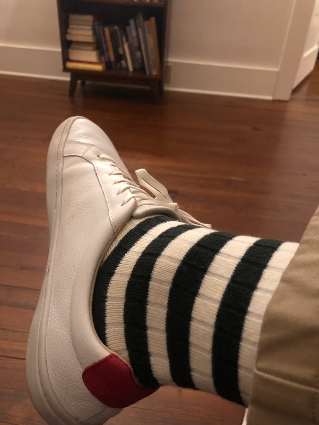 Customer photo review of Retro Striped Cotton Socks - Black/Blue