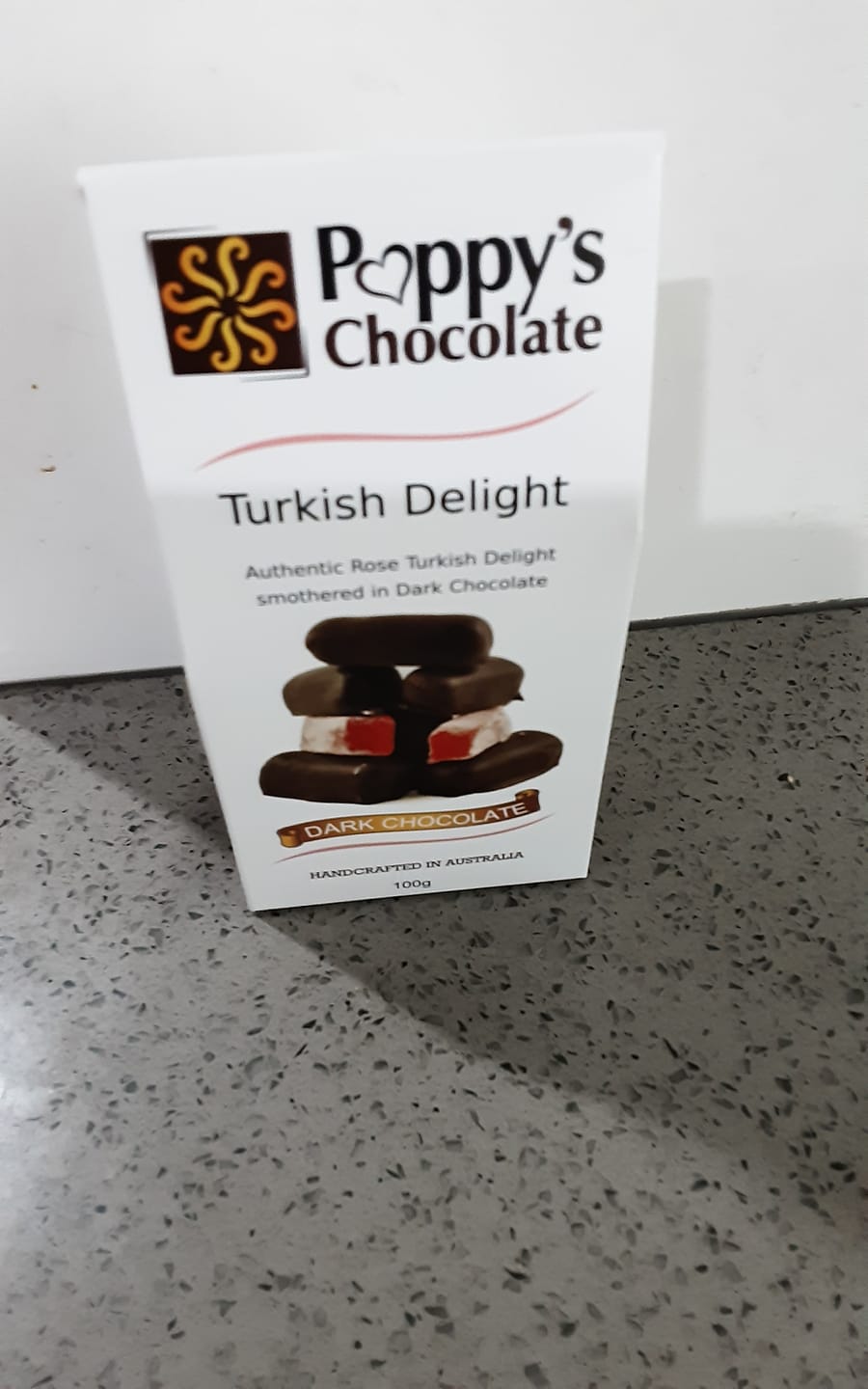 Customer photo review of Chocolate Coated Turkish Delight Dark Chocolate 100g