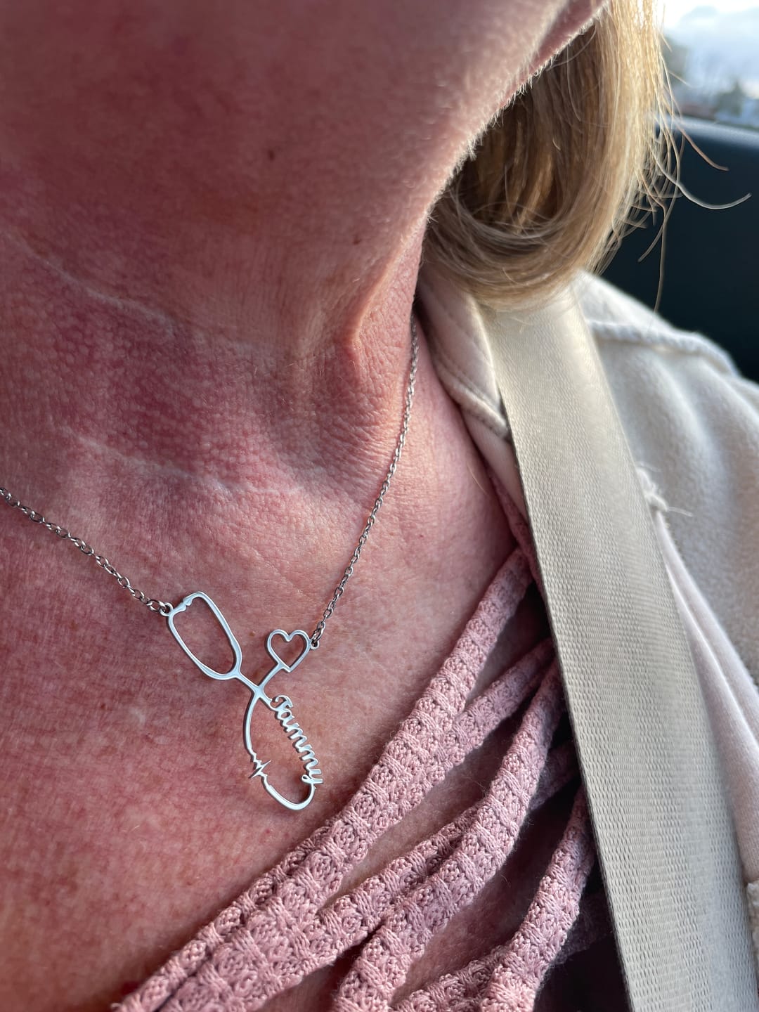 Customer photo review of Stethoscope Name Necklace EKG