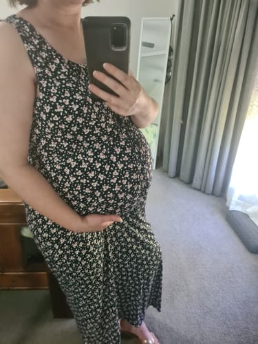 Customer photo review of Maternity  Dress in Maxi in Navy Print