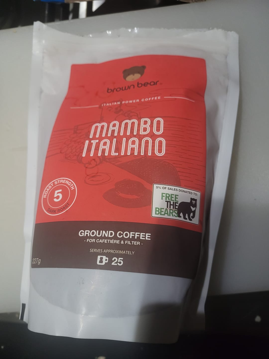 Customer photo review of Strong Dark Roast Espresso Coffee - Mambo Italiano