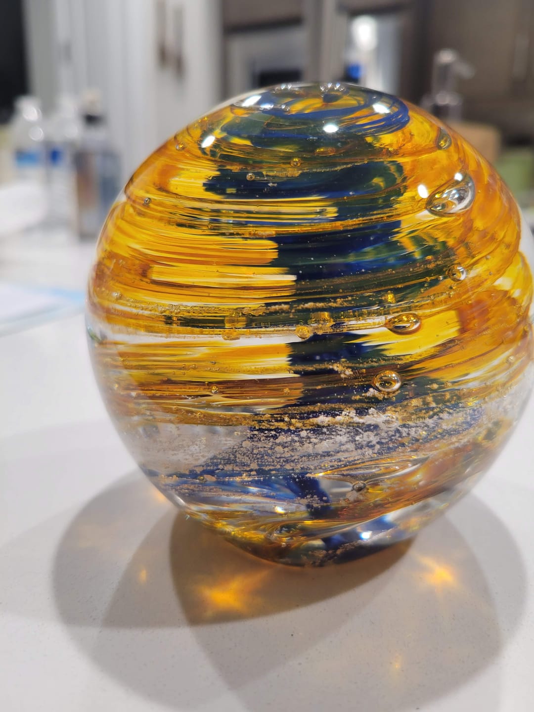 Customer photo review of Tranquil Swirl Paperweight with Cremation Ash