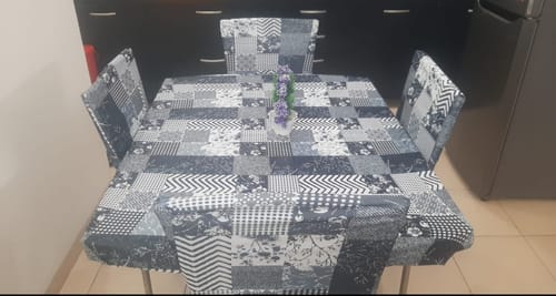 Customer photo review of Snow Cubes Magic Universal Dining Chair Covers