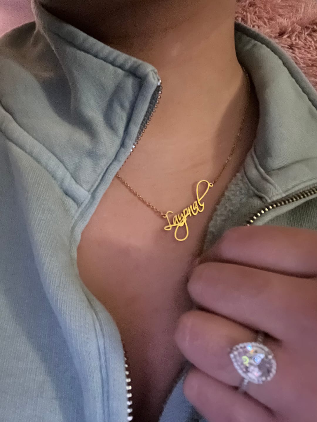 Customer photo review of Script Name Necklace