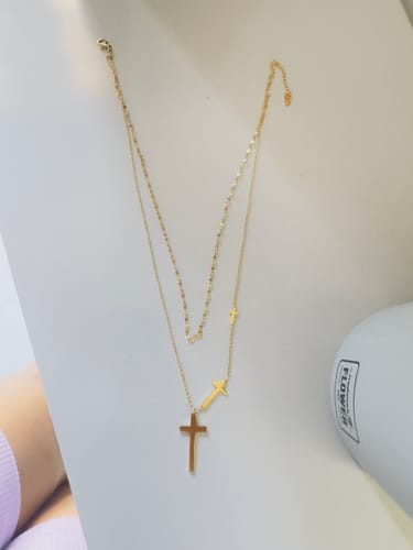 Customer photo review of Greta 3 Crosses  Necklace