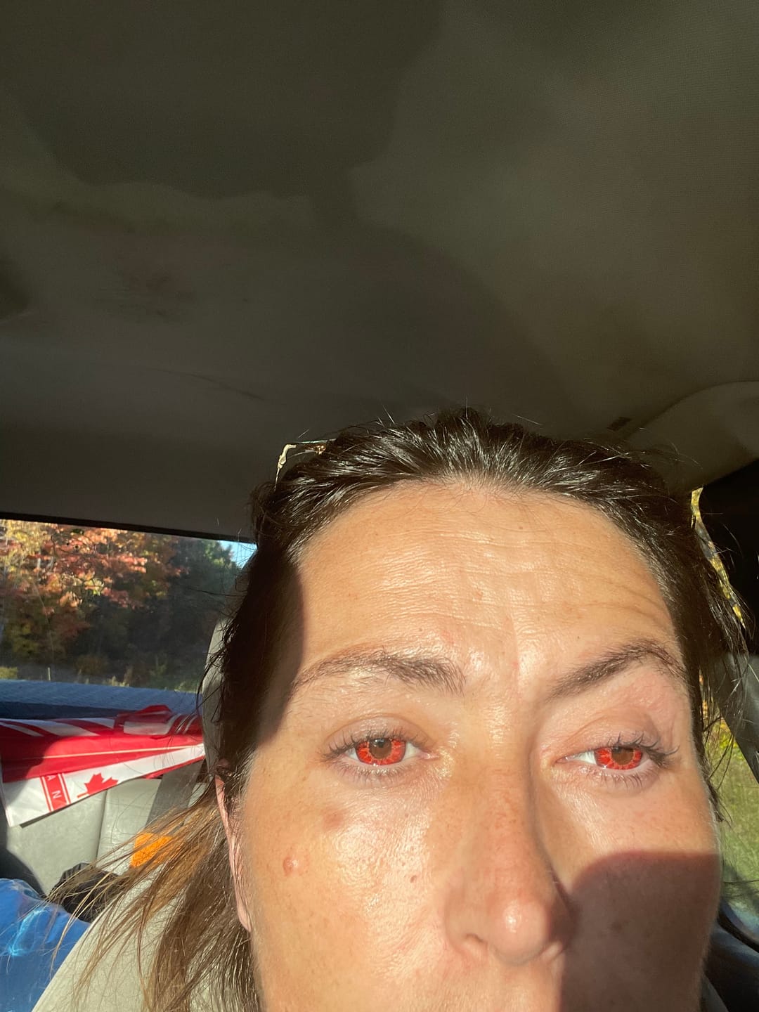 Customer photo review of Cosplay ICE Red Prescription Colored Contact Lenses