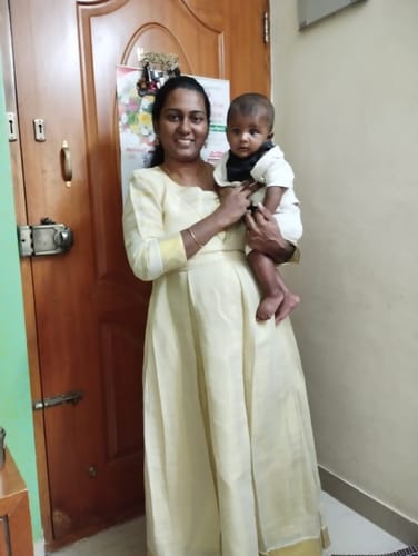 Customer photo review of White & Gold Kasavu Maxi Dress