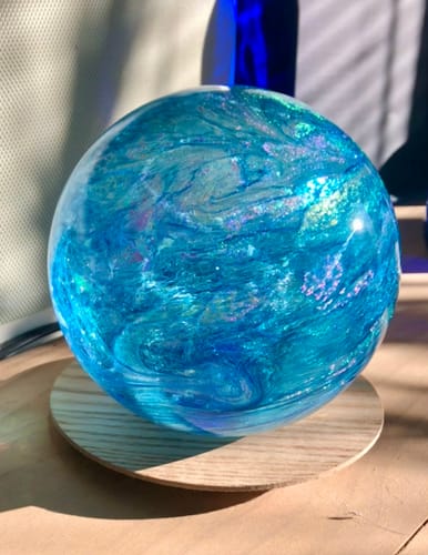 Customer photo review of Dichroic Explosion Orb with Cremation Ash