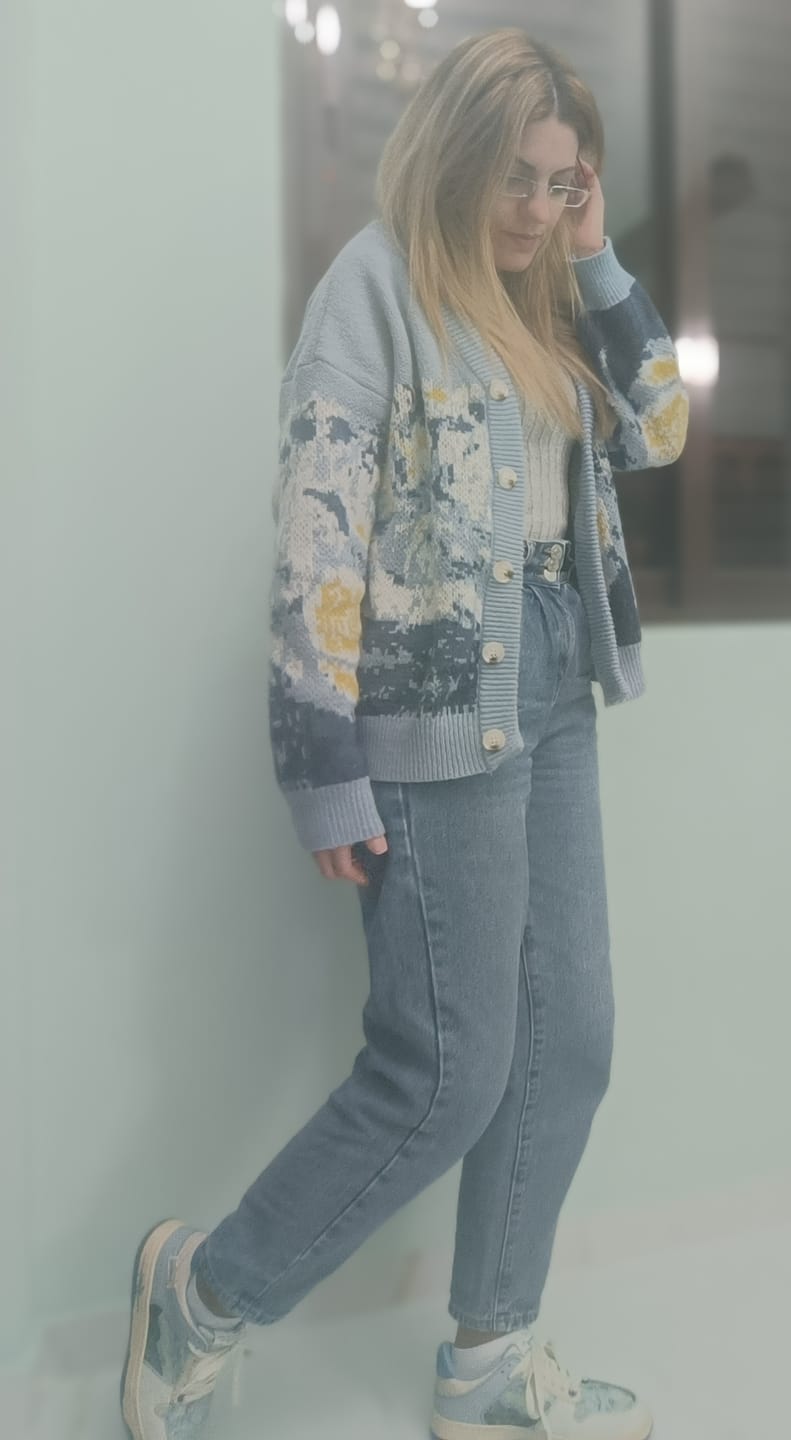 Customer photo review of Van Gogh Starry Night Knitted Cardigan sweater