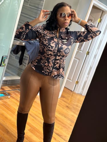 Customer photo review of Printed Faux-Leather Shirt