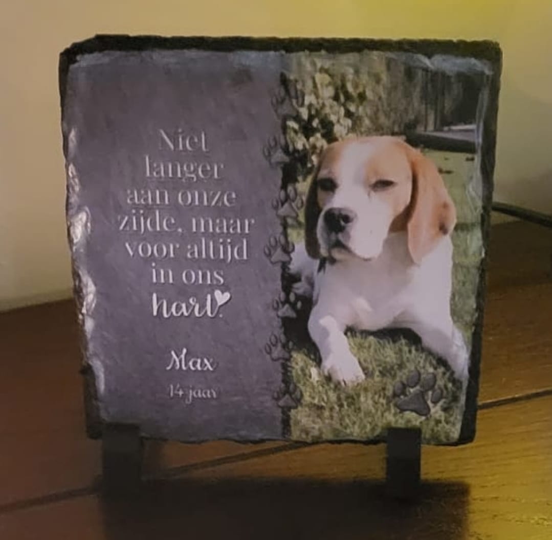 Customer photo review of Voor altijd in het hart - Gepersonaliseerde leisteen