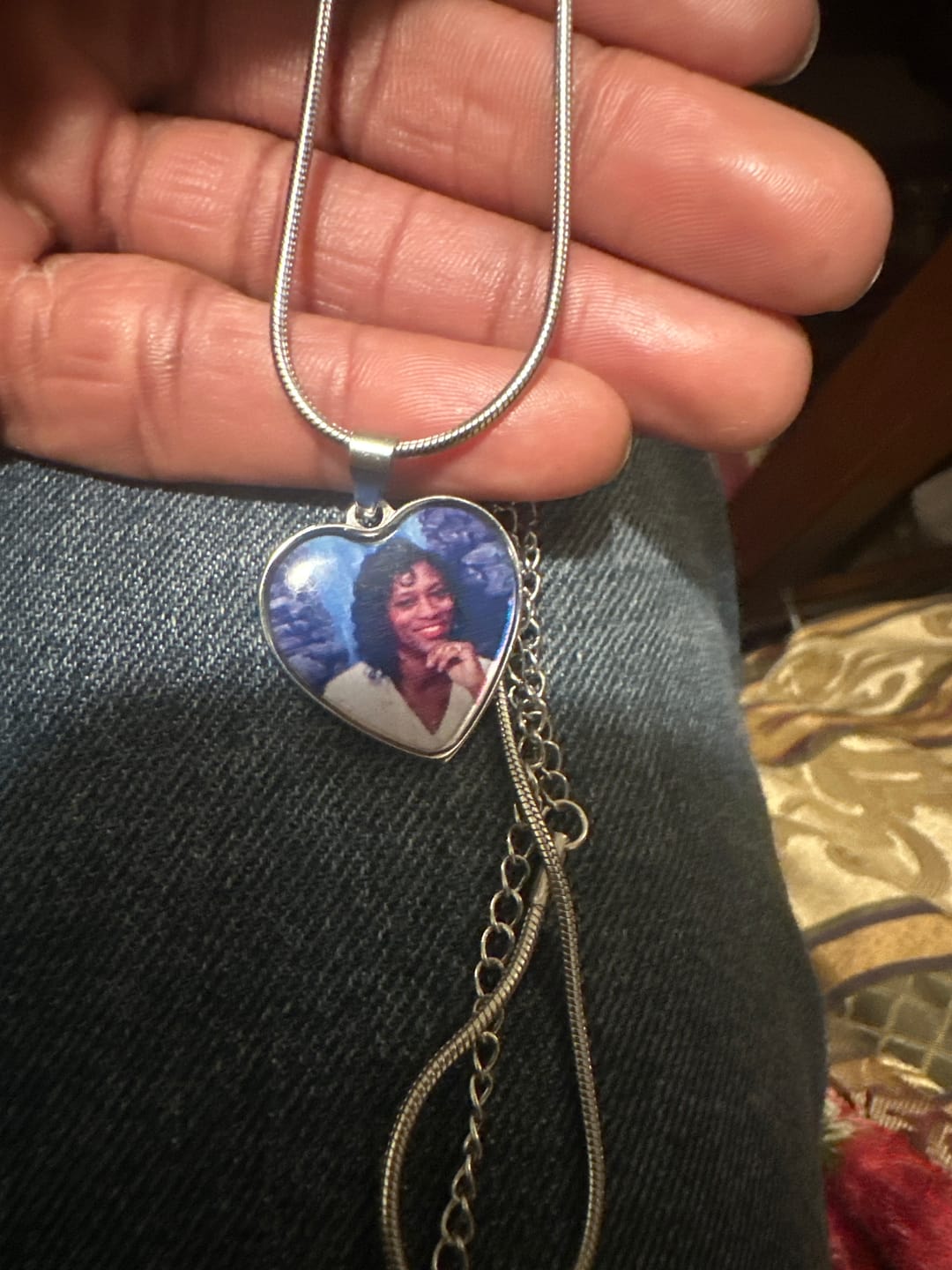 Customer photo review of Photo Engraved Necklace Memorial Gift