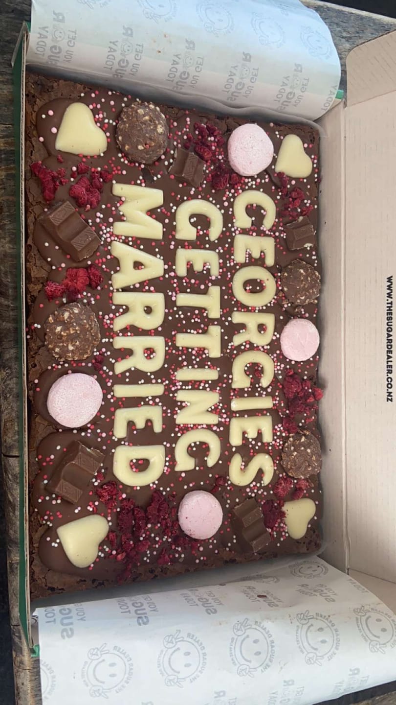 Customer photo review of Mega custom message heart brownie