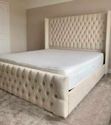 Customer photo review of Elle Chesterfield Upholstered Winged Bed Frame