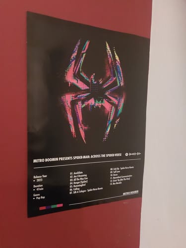 Customer photo review of Metro Boomin - METRO BOOMIN PRESENTS SPIDER-MAN: ACROSS THE SPIDER-VERSE | Album Cover Poster