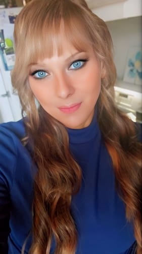 Customer photo review of Beagan Blue Colored Contact Lenses