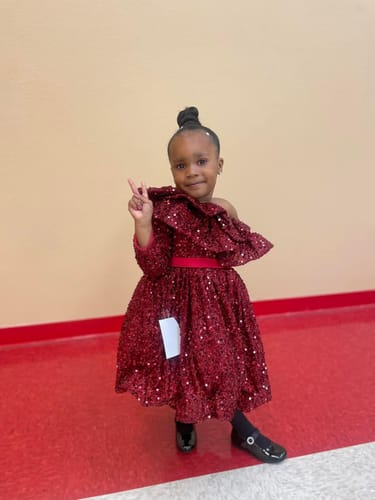 Customer photo review of Girl Christmas Dress Baby Girl Pageant Dress Toddler Pink Flowers  Birthday  Princess Dress