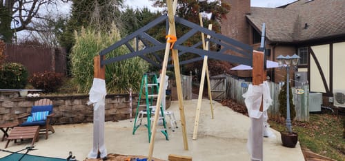Customer photo review of EROMMY 12' x 12' Hardtop Gazebo, Outdoor Thicker Wood Looking Aluminum Gazebos with Ventilated Galvanized Steel Roof for Patio, Backyard and Lawns