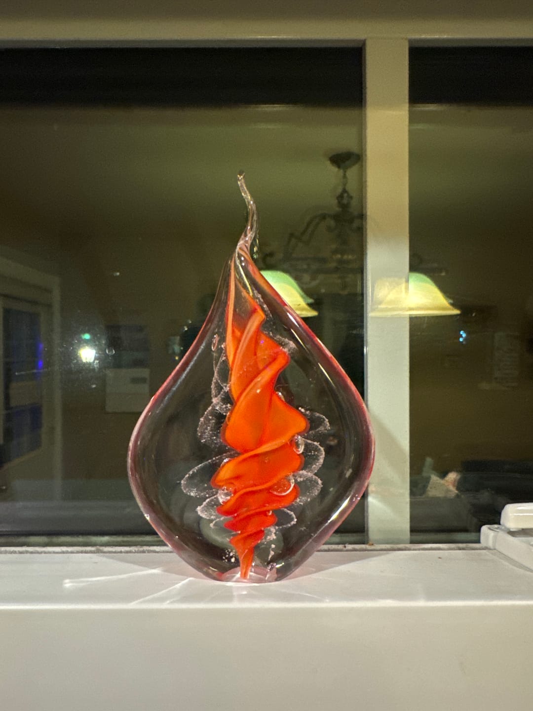Customer photo review of Memorial Glass Flame with Cremation Ashes