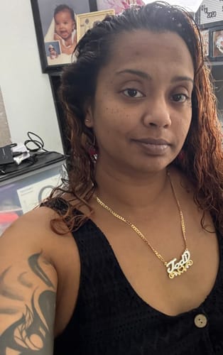 Customer photo review of Double Plated Love Name Necklace with Cuban Chain