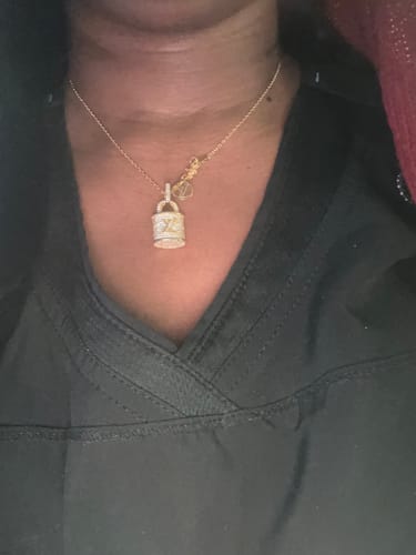 Customer photo review of LV LOCK GOLD DIAMOND PENDANT NECKLACE