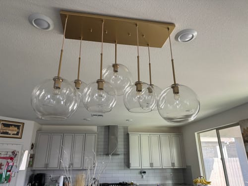 Customer photo review of Modern 7-Light Sculptural Glass Globe Pendant Chandelier