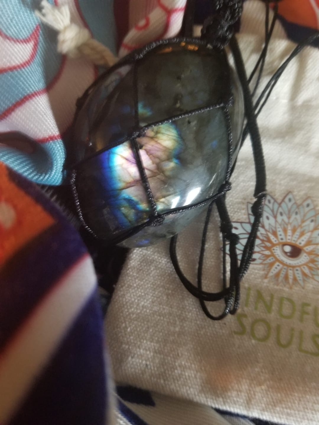 Customer photo review of Dragon's Heart Labradorite Necklace