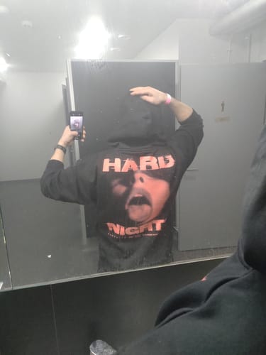 Customer photo review of Red Face Oversized Hoodie (Backprint)