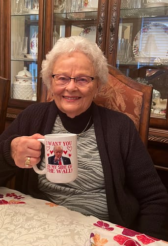 Customer photo review of I want You On My Side Of The Wall Donald Trump Valentine's Day Coffee Mug