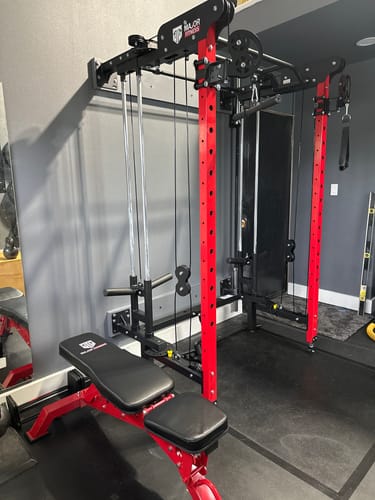 Customer photo review of Major Fitness F35 All-In-One Home Gym Wall-Mount Folding Power Rack
