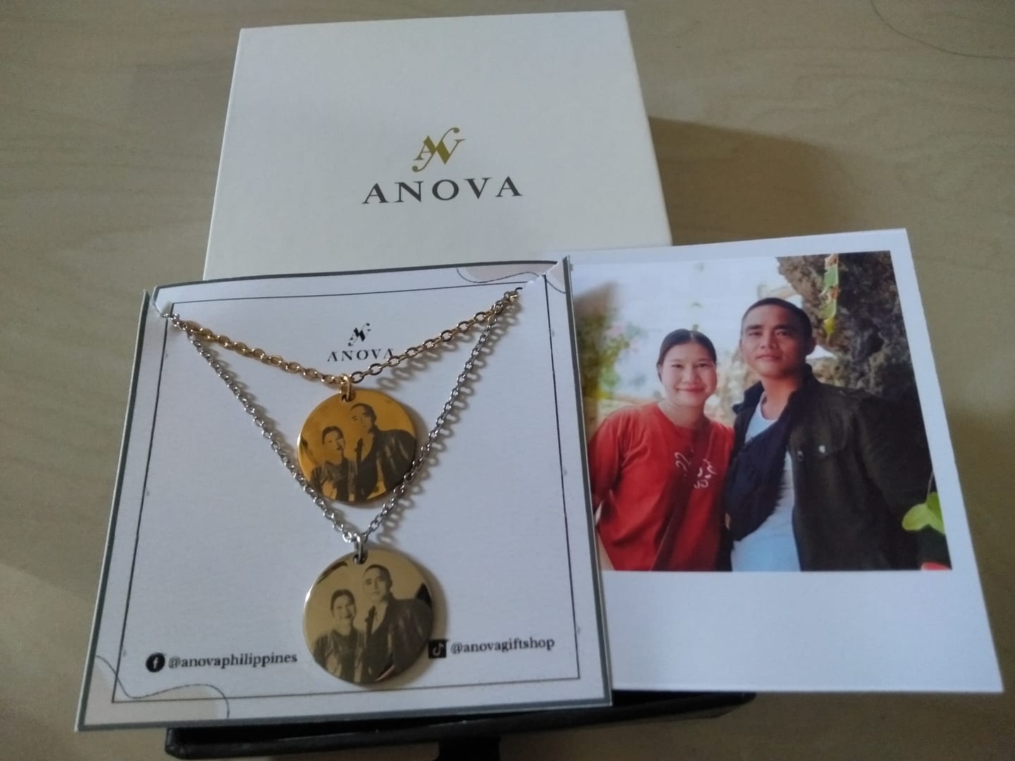 Customer photo review of Photo Engraved Portrait Necklace Gift
