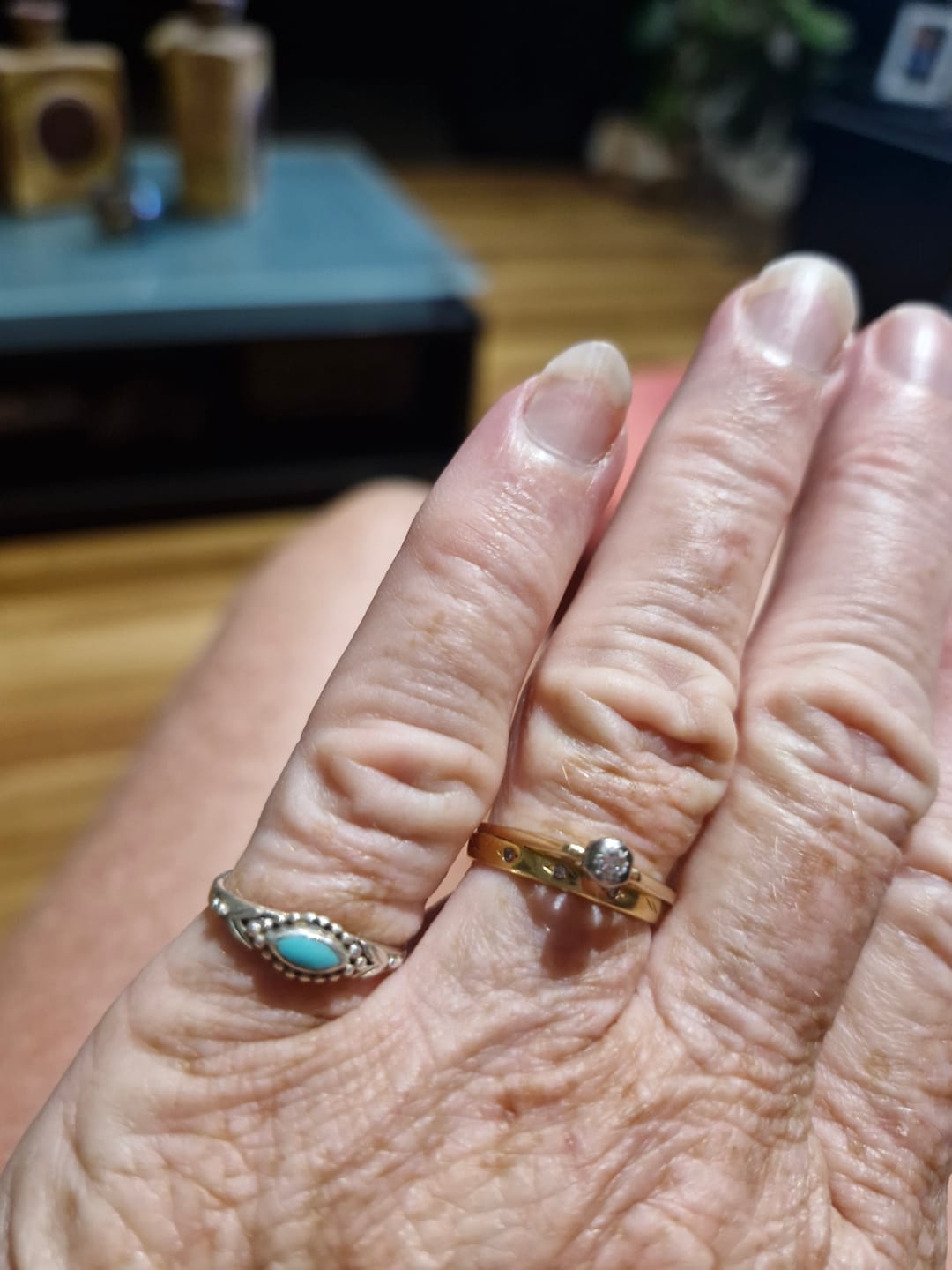 Customer photo review of Dainty Marquise Turquoise Ring