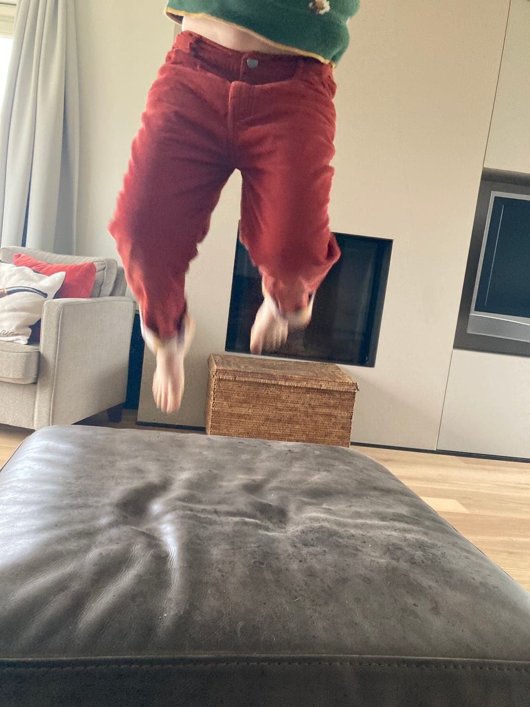 Customer photo review of Burnt Ochre Corduroy Adventure Jeans