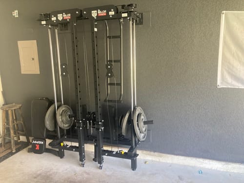 Customer photo review of Major Fitness F35 All-In-One Home Gym Wall-Mount Folding Power Rack