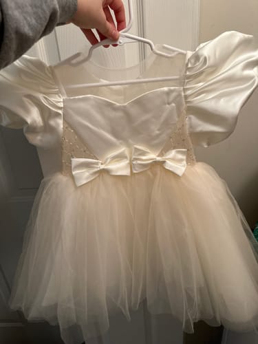 Customer photo review of Toddler Ball Gowns Girl Puff Sleeves Bow Pageant Communion Formal Princess Dress