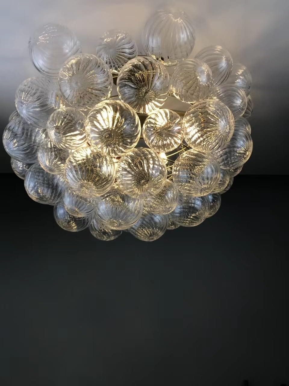 Customer photo review of Contemporary Clear Ribbed Bubble Chandelier
