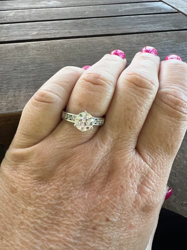 Customer photo review of Round Cut Moissanite Channel Set Engagement Ring